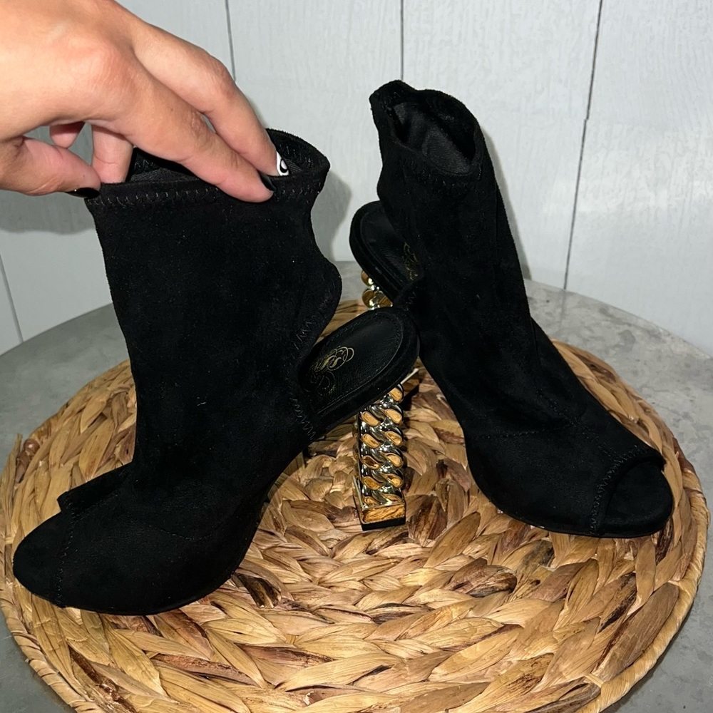 Black Open Toe Booties size 7